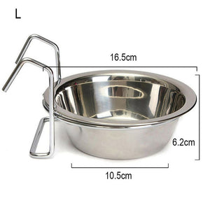 2019 Pet Stainless Steel Hang-on Bowl Metal Dog Bowl Rabbit Bird Puppy Food Water Cage Cup Clamp Holder Dogs Dish Feeder Goods
