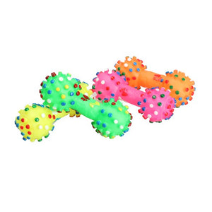 Hot-sale Dotted Dumbbell Shaped Squeeze Squeaky Faux Bone Pet Dog Toys DC112