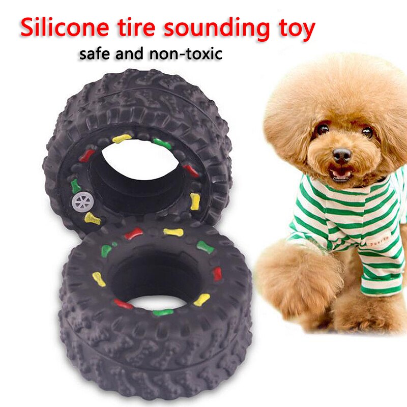 1PC Pet Puppy Tyre Toys Chew Squeaker Dog Supplies Squeaky Sound  Dog Toys