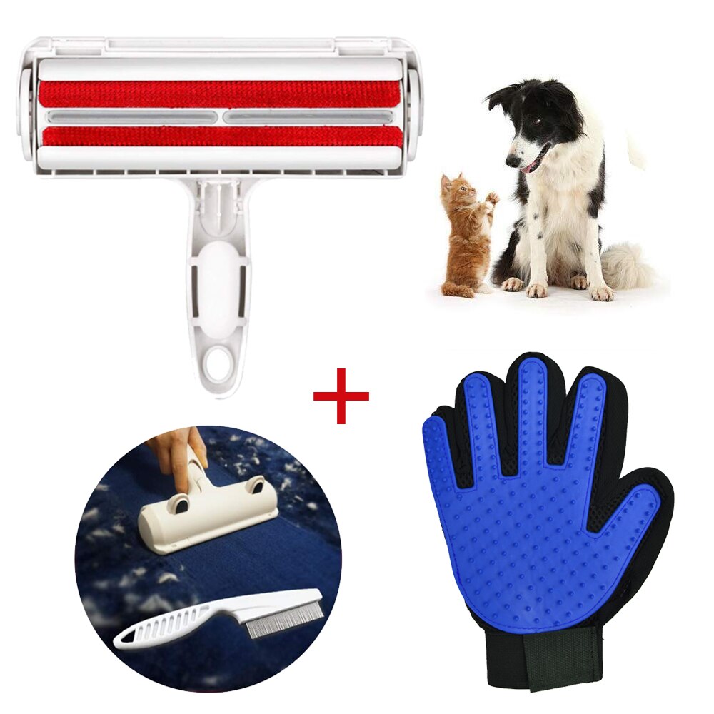 Pet Grooming Glove Hair Remover Brush Gentle Efficient Deshedding Pet Massage Gloves Dogs Bath Cats Pet  Cleaning Supplies Kit